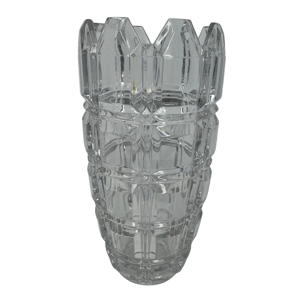 Towle Lead Crystal Vase West Germany 24% Cut Glass Heavy 9